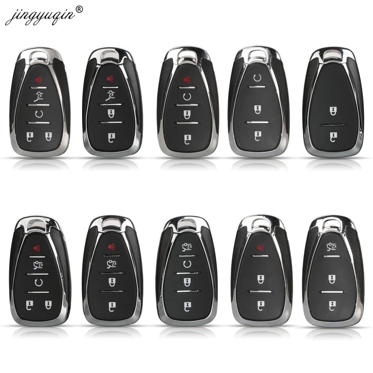 jingyuqin 2/3/4/5/6 Button Remote Car Key Shell Replacement for Chevrolet Cruze Malibu Camaro Equinox Smart Key Fob Body Housing