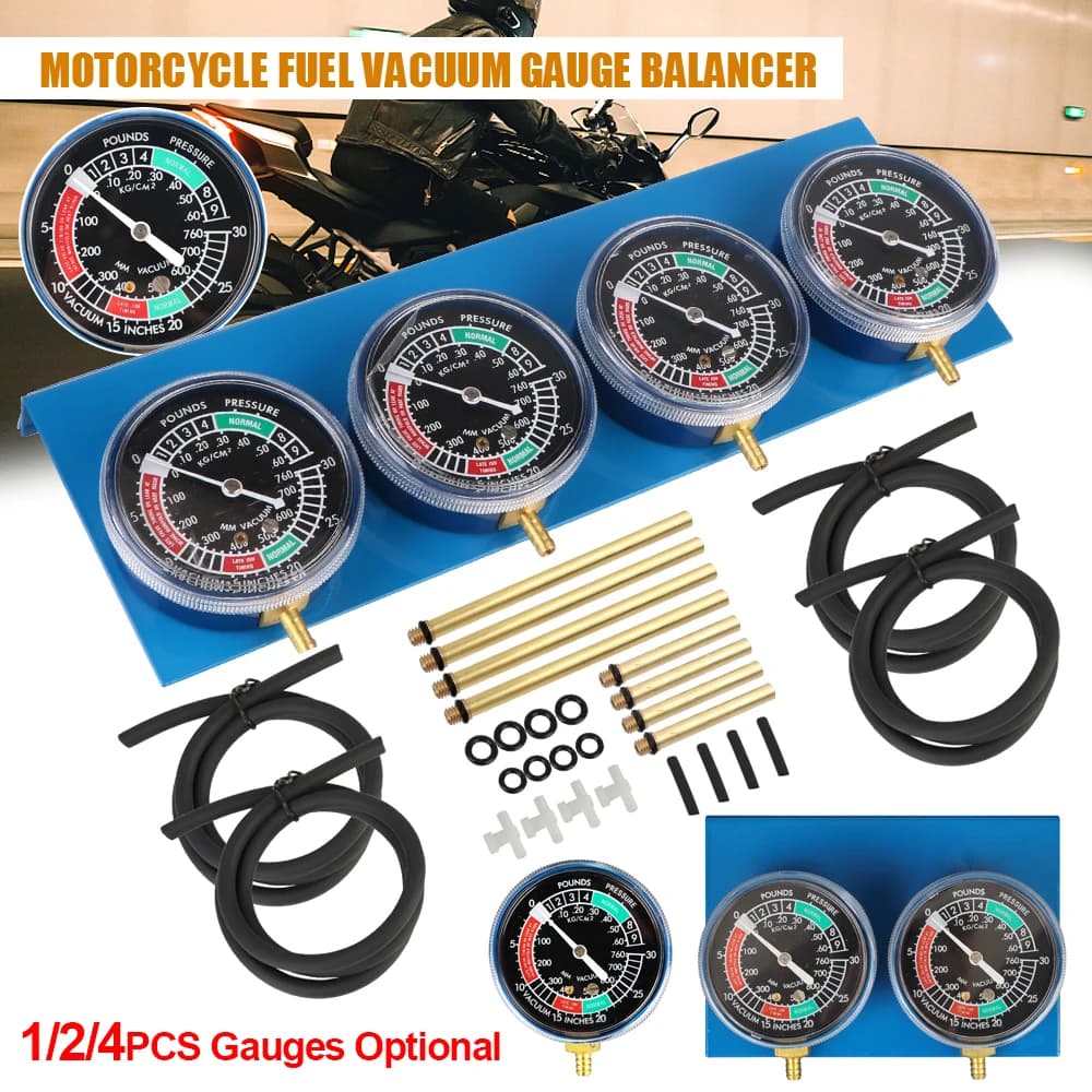 for 2/4 Cylinder Motorcycle Carburetor Carb Synchronizer Kit Ignition Tester Balancer Test Gauges Set Motorbike Diagnostic Tools