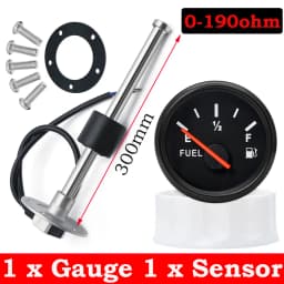100-500mm Stainless Steel Marine Fuel Level Gauge Sensor Fit Boat Car Fuel Level Gauge Meter 0-190ohm with Red Backlight 9-32V
