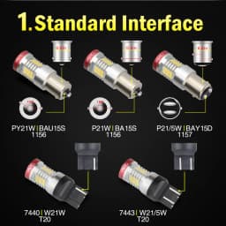 NAO P21W LED PY21W BA15S T20 W21/5W W5W T10 7443 For LADA DRL P21/5W 1300LM Car Lights Bulb 7440 BAY15D W21W 1157 Red White 1156