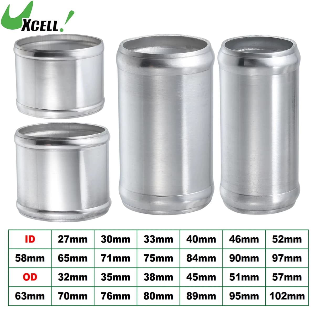 UXCELL 27mm-97mm ID 32mm-102mm OD Car Adapter Joiner Pipe Universal 76mm Length Connector Tubing Adapter Aluminum Alloy