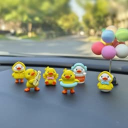 6pcs Anime Figure Little Yellow Duck Model Decor Cute Car Mounted Ornaments Auto Interior Dashboard Accessories for Girls Gifts