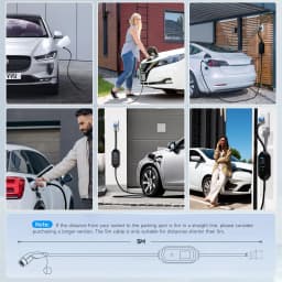 AFYEEV 32A 7.2KW Portable EV Charger Type2 Type1 Electric Vehicle Charger GB/T EVSE Charging Cable Wi-Fi Bluetooth APP Control