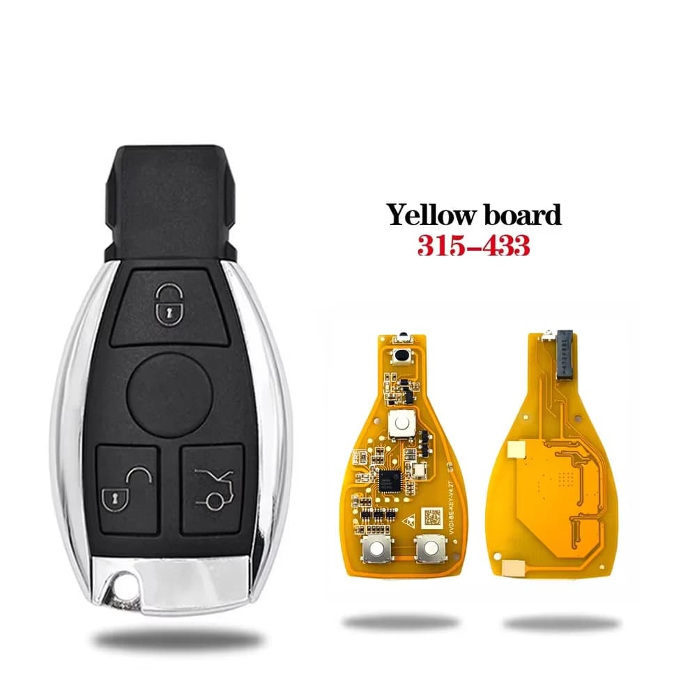 No Logo 5pcs Xhorse VVDI BE Key Pro 3/4 Button Remote Car Key for Mercedes Benz V4.2 Yellow Improved Version Smart 315MHz/433MHz