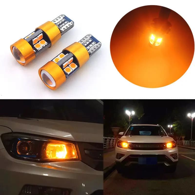 LED Signal Light Bulb Package 3030 12V DC 1Pair Orange Amber 158 175 Position 2821 Parking 2827 2525 T10 194NA