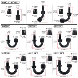 Universal AN4 AN6 AN8 AN10 AN12 AN16 Straight 45 90 120 180 Degree Oil Fuel Swivel Hose End Fitting Oil Hose End Adaptor Kit