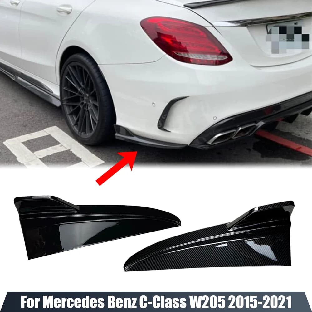 Car Rear Bumper Diffuser Side Splitters For Mercedes Benz C Class W205 C180 C200 C260 C43 AMG 2015-2021 Body Kits Tuning