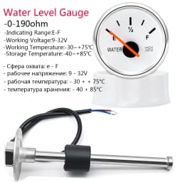 Water Level Gauge Water Level Sensor 52mm Water Level Meter Indicator With Red Light 100-500mm 0-190 Ohm Sensor 12V24V Custom
