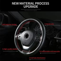 Artificial Leather Steering Wheel Cover Anti-Slip Braiding Cover For Steering Wheel Cowhide 37cm-38cm Steering Wheel Protector