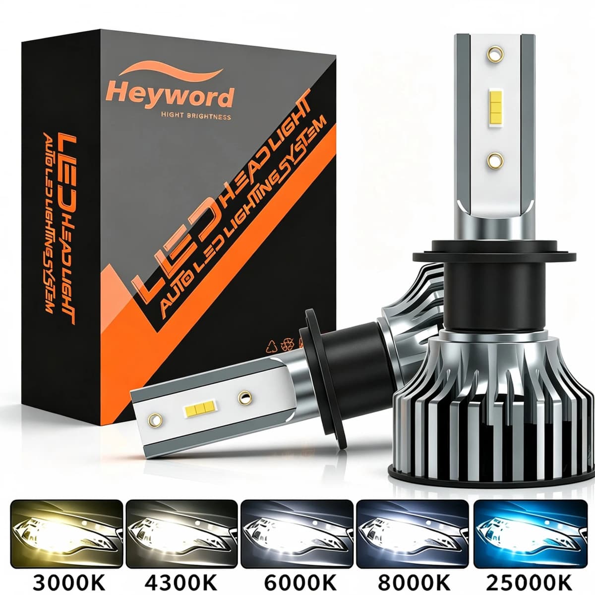 Heyword 150000lm 450W 1860 CSP Chip 3000k/4300k/6000k/8000k Car LED Headlight H4 H7 H1 LED Headlights 9005 H7 H11 LED Light