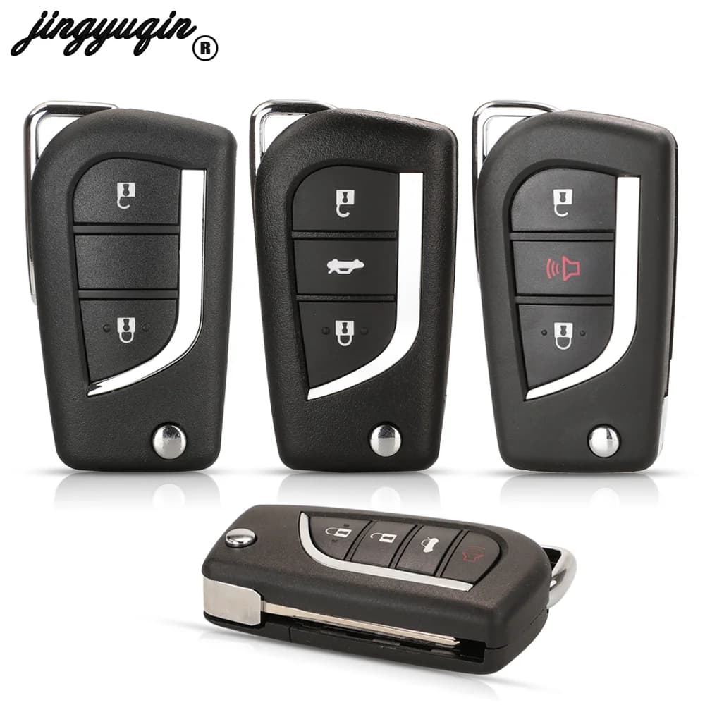 Jingyuqin 2/3 Buttons Flip Remote Car Key Shell Case For Toyota Corolla 2017 RAV4 Before 2013 Toy43 Toy48 VA2 Blade Replacement