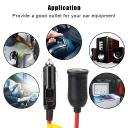 3.6m Cable Car Power Adapter Extender 15A Fuse Indicator 12ft Cord Extension 12V 24V Auto Chargers Cigar Lighter Socket Plug