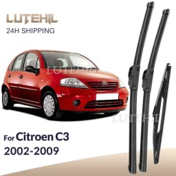 For Citroen C3 2002-2009 2003 2004 2005 2006 2007 Wiper Front&Rear Wiper Blades Windshield Windscreen Window Brushes 24"+18"+14"