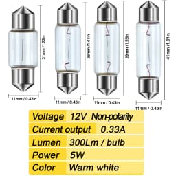 C5W 31/36/39/41mm Halogen Festoon Bulb C10W 5W 12V 24V Warm White Interior Dome Light Replacement for License Plate Trunk Lamp