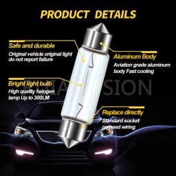 C5W 31/36/39/41mm Halogen Festoon Bulb C10W 5W 12V 24V Warm White Interior Dome Light Replacement for License Plate Trunk Lamp