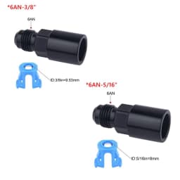 Quick Connect 6AN AN6 Male To 3/8", 5/16" Quick Disconnect Male Push On EFI Fitting Adapter Aluminum Black TF-1081-90-5/16