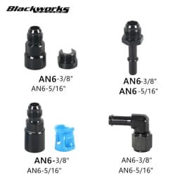 Quick Connect 6AN AN6 Male To 3/8", 5/16" Quick Disconnect Male Push On EFI Fitting Adapter Aluminum Black TF-1081-90-5/16