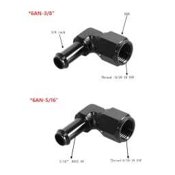 Quick Connect 6AN AN6 Male To 3/8", 5/16" Quick Disconnect Male Push On EFI Fitting Adapter Aluminum Black TF-1081-90-5/16