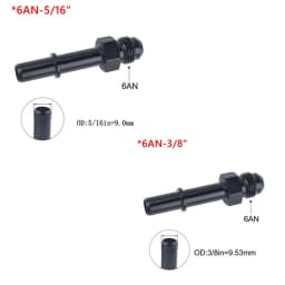 Quick Connect 6AN AN6 Male To 3/8", 5/16" Quick Disconnect Male Push On EFI Fitting Adapter Aluminum Black TF-1081-90-5/16