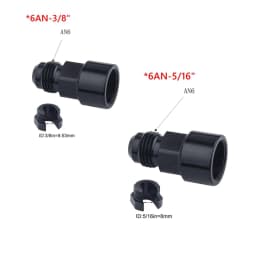 Quick Connect 6AN AN6 Male To 3/8", 5/16" Quick Disconnect Male Push On EFI Fitting Adapter Aluminum Black TF-1081-90-5/16