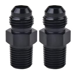 AN3/AN4/AN6/AN8/AN10/AN12 Male Flare to 1/4" 1/8 3/8  1/2 3/4 NPT Pipe Fitting Adapter Aluminum Straight Black 2PCS
