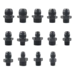 AN3/AN4/AN6/AN8/AN10/AN12 Male Flare to 1/4" 1/8 3/8  1/2 3/4 NPT Pipe Fitting Adapter Aluminum Straight Black 2PCS