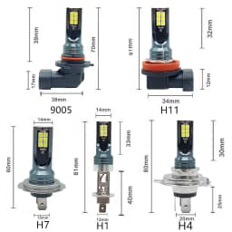 2Pcs LED H4 H7 Car Headlight Super Bright H16JP H8 H9 H11 9005 HB3 9006 HB4 Car Fog Light Driving Running Light 12000LM 12V 24V