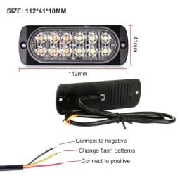12 LED Strobe Lights Emergency Flashing Beacon Warning Light 12V 24V Stroboscopes For Auto DRL Car Truck Amber Red Blue