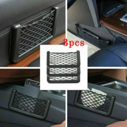 3PCS Car Storage Net Bags Mesh Pockets Universal Car Seat Side Back Storage Net Bag Phone Holder Pocket Organizer