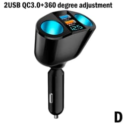 Car Cigarette Lighter 12V-24V Socket Splitter Blue Atmosphere Light PD QC3.0 2 USB Charger C Ports For Mobile Phone DVR Cha H4P2