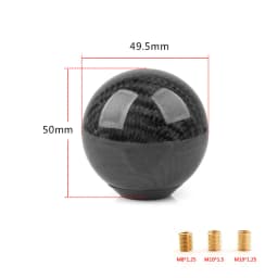 JDM Racing Real Carbon Fiber Gear Shift Knob Manual Transmission Shifter Lever Knob Round Ball Shape Handle Knob