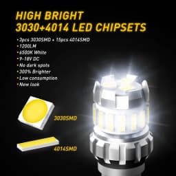 AUXITO 2pcs W16W T15 LED Bulbs Canbus Error Free LED Backup Light T16 921 912 W16W LED Bulbs Car Reverse Lamp 6500K White 12V