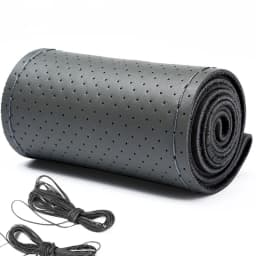 Hand Sewing Microfiber Leather Car Steering Wheel Braid Cover For Diameter 37-38cm With Needles And Thread Car Accessories