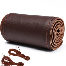 Hand Sewing Microfiber Leather Car Steering Wheel Braid Cover For Diameter 37-38cm With Needles And Thread Car Accessories