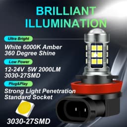 2Pcs H8 H11 HB4 9006 HB3 9005 H16 High Quality LED Bulbs Auto Anti Fog Lamps Car Driving Running Light Front Foglamp 6000K White