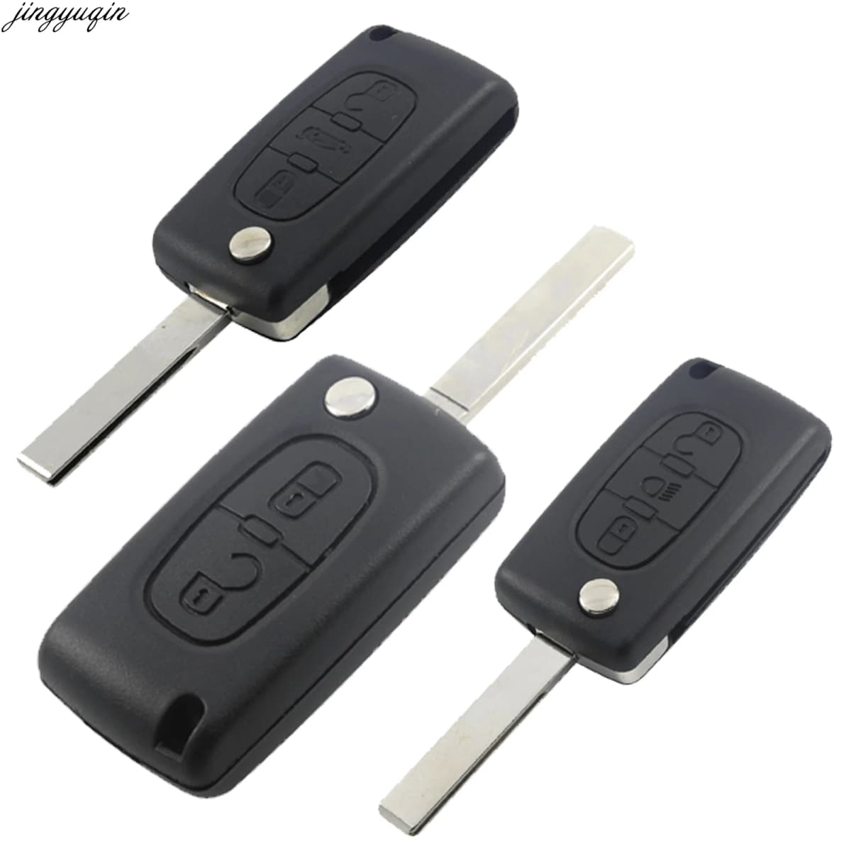 Jingyuqin CE0536/523 Flip Remote Key Case Shell For Peugeot 307 308 407 408 Citroen C3 C4 C5 C6 Berlingo Picasso Xsara HU83/VA2