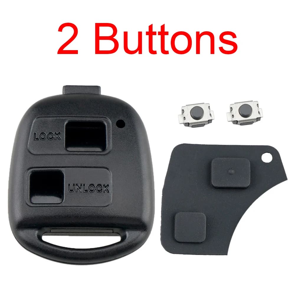 Car Key Case 2 Buttons Car Remote Key Shell with TOY43 Blade + 2 Micro Switches Fit for Toyota Yaris Prado Tarago Camry Corolla