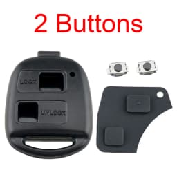 Car Key Case 2 Buttons Car Remote Key Shell with TOY43 Blade + 2 Micro Switches Fit for Toyota Yaris Prado Tarago Camry Corolla