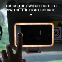 SEAMETAL Car Interior Mirrors Sun Visor Plate LED Makeup Mirror for Girls Women Rechargeable Fill Light Universal Vanity Mirror