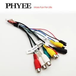 20 Pin RCA Audio Harness with Subwoofer Output, CVBS Video, Aux In, Amp Control, Fan Connector, Mic Jack, for 16Pin Car Android