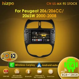 Hizpo 7862 2din Android 14 Car Radio For PEUGEOT 206 206CC 206SW 2000-2008 Auto Multimedia Player GPS Autoradio Carplay Navi