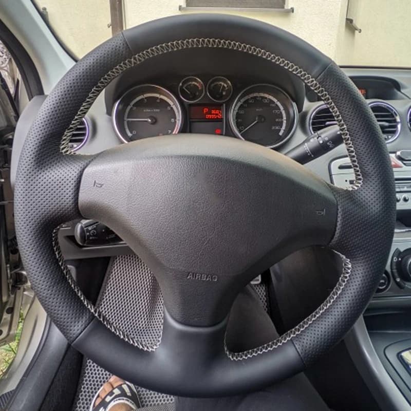 Non-Slip Leather Car Steering Wheel Cover For Peugeot 207 2006-2014 Expert 2008-2016 Partner 2009-2018 Fiat Scudo 2010-2016