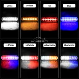 12V-24V 6leds Warning Strobe Grille Flashing Lightbar Car Beacon Lamp Yellow White Red Blue Auto Traffic Turn Signal Waterproof