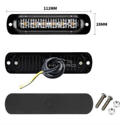 12V-24V 6leds Warning Strobe Grille Flashing Lightbar Car Beacon Lamp Yellow White Red Blue Auto Traffic Turn Signal Waterproof