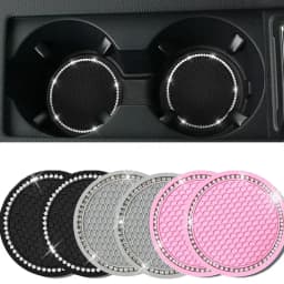 2Pcs Car Bling Rhinestone Cup Holder Drink Pad Interior Decoration Anti-slip Mat Round Durable Coaster Heat Resi Car Accessories
