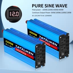 Pure Sine Wave Inverter 1000W-4000W DC 12V/24V to AC 110V 60hz Power Inverter Charger Converter Adapter US Socket