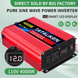 Pure Sine Wave Inverter 1000W-4000W DC 12V/24V to AC 110V 60hz Power Inverter Charger Converter Adapter US Socket
