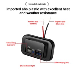 QC3.0 PD Car Charger Socket Quick Charge Dual USB Charger Outlet Panel Power Adapter for Truck Camper Caravan Accessories 12/24V