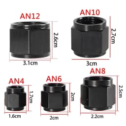 1PC Adapter Female Flare End Cap Plug Tube Fitting AN4 AN6 AN8 AN10 AN12 High Quality Hex Head Port Fitting Aluminum Black