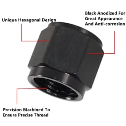 1PC Adapter Female Flare End Cap Plug Tube Fitting AN4 AN6 AN8 AN10 AN12 High Quality Hex Head Port Fitting Aluminum Black